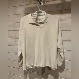 Jessica Sport | Vintage Cream Waffle Knit Collared Sweater